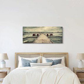 Obraz dreveného móla na mori (120x50 cm)