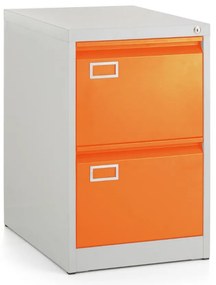 Kovová kartotéka A4 - 2 zásuvky, 45,5 x 62 x 71,5 cm, cylindrický zámok, oranžová - ral 2004