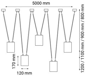 Shilo 9023 - Luster na lanku VIWIN 5xGU10/15W/230V pavúk čierna