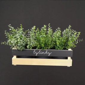AMADEA Drevený obal s kvetináči a tabuľkou na písanie kriedou, 47x17x15cm Český výrobok