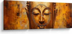 Obraz - Budha, olejomaľba (s hodinami) (90x30 cm)