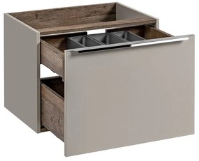 Závesná skrinka SantaFe Smile s doskou a umývadlami 120 cm sivo-hnedá/dub santa fe v retro štýle