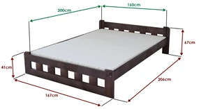 Posteľ Naomi zvýšená 160 x 200 cm, orech Rošt: S latkovým roštom, Matrac: Matrac COCO MAXI 20 cm
