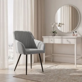 Sada štyroch jedálenských stoličiek FLORENCE zamatové, sivé / čierne nohy (4 ks)