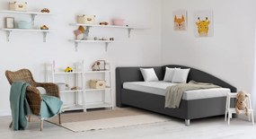 Rohová posteľ Andrew ľavá 110x200 cm, tmavo šedá látka