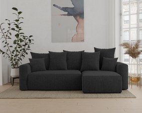 Rohová sedačka Denia (P) (čierna). Akcia -20%. Vlastná spoľahlivá doprava až k Vám domov. 1133130