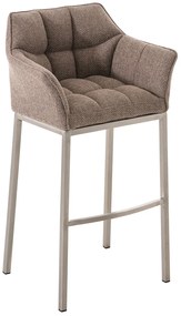 Barová stolička Damas E4 - látka, nerezový rám - Sivo-hnedá (Taupe)