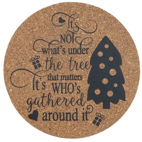Altom Korková podložka pod hrnček Christmas  design pr. 10 cm, sada 4 ks