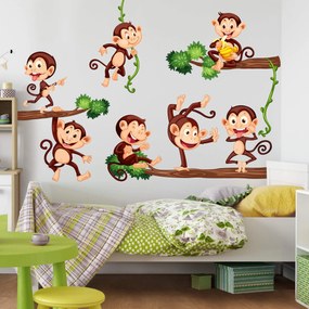 Samolepka na stenu Opičia rodinka