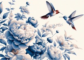 Obraz - Kolibríky nad kvetinou (70x50 cm)