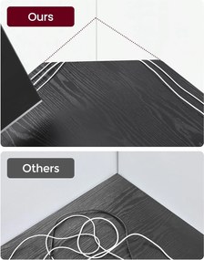 Písací stôl, rohový stôl v tvare L s 2 odkladacími policami, čierny