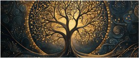 Obraz – Strom so zlatou aurou (120x50 cm)