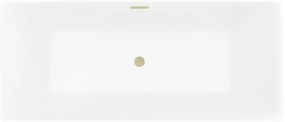 Mexen Nila, voľne stojaca ryhovaná vaňa 170 × 75 cm, biela lesklá, zlatý matný prepad, 52841708000-55