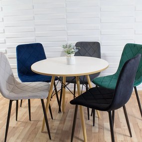 Dekorstudio Zamatová jedálenská stolička KARO tmavo modrá - čierne nohy