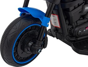 Ramiz Elektrická motorka Chopper FASTER na batérie pre deti modrá + FM rádio + audio panel + LED