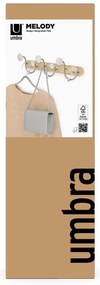 Biely prírodný hliníkový nástenný vešiak Melody - Umbra