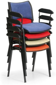 Konferenčná stolička SMART, chrómované nohy, s podpierkami rúk, červená