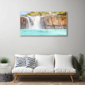 Skleneny obraz Vodopád jazero príroda 140x70 cm