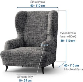Bielastické poťahy VITTORIA šedá kreslo ušiak (š. 60 - 110 cm)