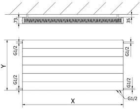 Mexen, Mexen Line CVL21 panelový radiátor 500 x 1400 mm, spodné pripojenie, 1412 W, antracit - W621L-050-140-66