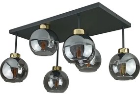 Prisadený luster NESSA 6xE27/60W/230V čierna/zlatá/dymová čierna