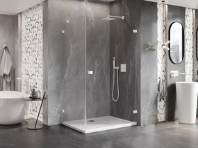 Mexen Lunar-B, pravostranný výklopný sprchový kút 95 x 90 cm, 8mm číre sklo, biely profil, 832-095-090-20-00-P