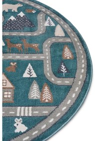 Detský koberec v petrolejovomodrej farbe ø 140 cm Streets – Hanse Home