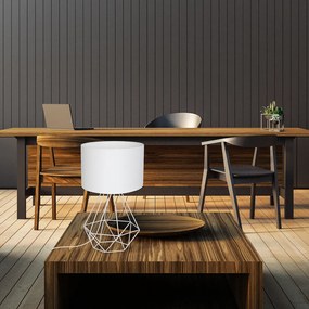 Stolná lampa Basket, 1x biele textilné tienidlo, w
