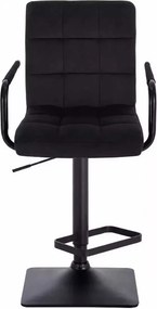 LuxuryForm DESIGN Barová stolička VERONA BLACK VELUR na čiernej hranatej podstave - čierna