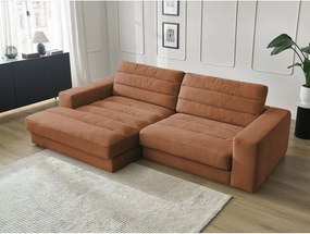 Oranžová zamatová rohová pohovka (ľavý roh/s leňoškou) Sierra – Bobochic Paris