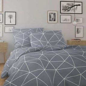 Kvalitex Bavlnené obliečky Nordic Grid sivá, 200 x 200 cm, 2 ks 70 x 90 cm