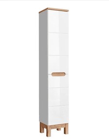 Vysoká skrinka do kúpeľne s košom BALI White 804