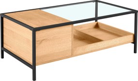 XXXLutz KONFERENČNÝ STOLÍK, číra, čierna, farba duba, drevo, kov, sklo, kompozitné drevo, 110/60/40 cm Waldwelt - Stolíky do obývačky - 001739004101