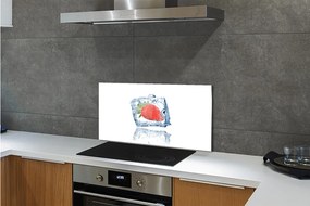 Sklenený obklad do kuchyne jahodová kocka 125x50 cm