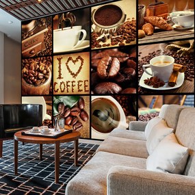 Artgeist Fototapeta - Coffee - Collage Veľkosť: 294x210, Verzia: Samolepiaca