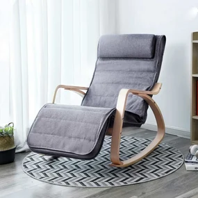 SongmicsHome Hojdacie kreslo, leňoška SWING nosnosť 150kg, 67x115x91cm, sivá
