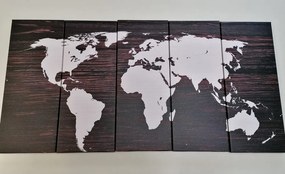 5-dielny obraz mapa sveta na dreve Varianta: 100x50