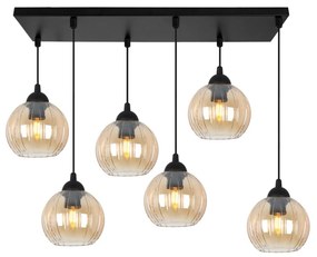 Závesné svietidlo Costa, 6x medové sklenené tienidlo, b