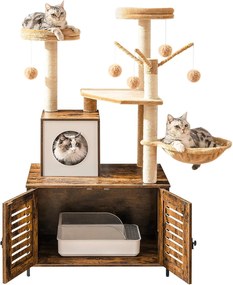 Škrabadlo pro kočky Vasagle Selly 132 cm s toaletou hnědé