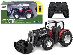 Lean Toys Červený traktor na diaľkové ovládanie s lyžicou 2,4G - 1:24
