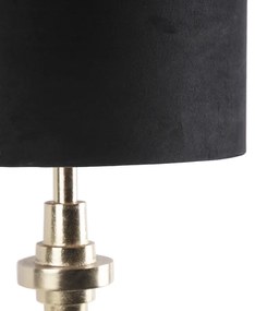 Art Deco stolná lampa zlatý zamatový odtieň čierna 40 cm - Diverso