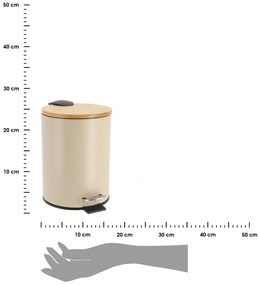 Odpadkový kôš Timeless, svetlobéžová/s drevenými prvkami, 2,5L