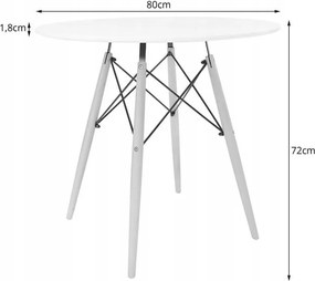 Jedálenská zostava TODI 80cm okrúhly stolový set biely a 2 stoličky LAGO sivé + 2 stoličky LAGO sivé  ZADARMO