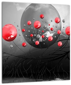 Obraz červených abstraktných gulí (30x30 cm)