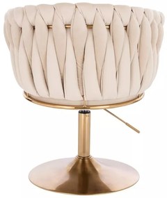 LuxuryForm DESIGN Kreslo NORDEN VELUR na zlatom tanieri - krémové