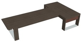 Stôl Verno+ S 200 x 370 cm s rokovacím prvkom, dub antracit / hnedá