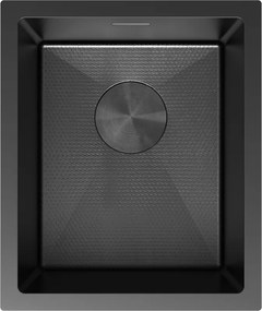 Mexen Trixo, 1-komorový nerezový drez 370 x 440 mm, čierna, vzor voština, 6412371000-70HC
