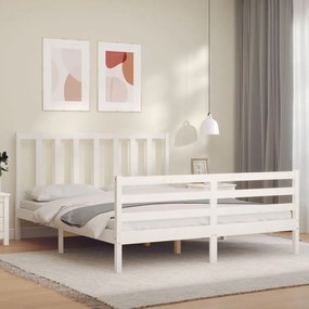 Rám postele s čelom biely 5FT masívne drevo veľkosť King 3193862