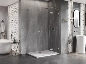 Mexen Lunar L, pravý výklopný sprchový kút 70 x 80 cm, 8mm číre sklo, oceľový profil, 834L-070-080-97-00-P