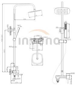Invena Glamour Trend, vaňová-sprchová sada s dažďovou hlavovou sprchovou 22x22 cm, chróm lesklý, INV-AU-05-B01-V